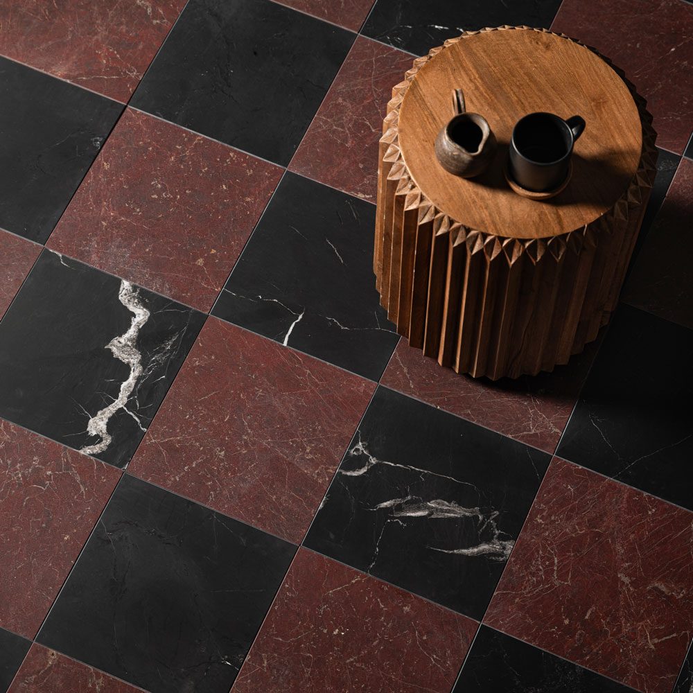 Claret-Red-Nero-Black-Marble-Hallway-Flooring-Tiles